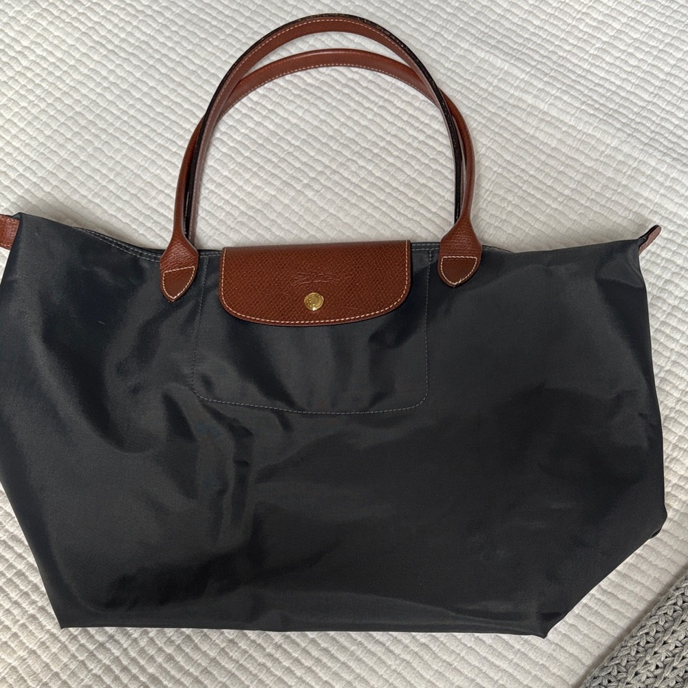 Longchamp Blue and Brown Tote Bag